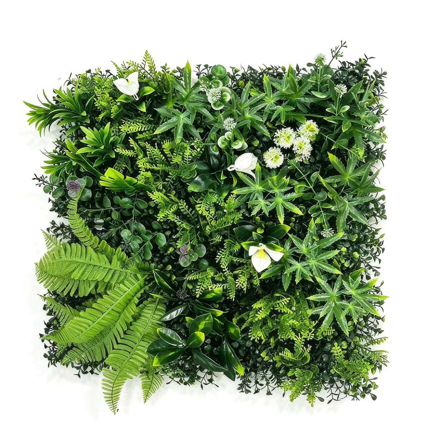 Fern & Grass Mix Green Wall Panel 1m x 1m